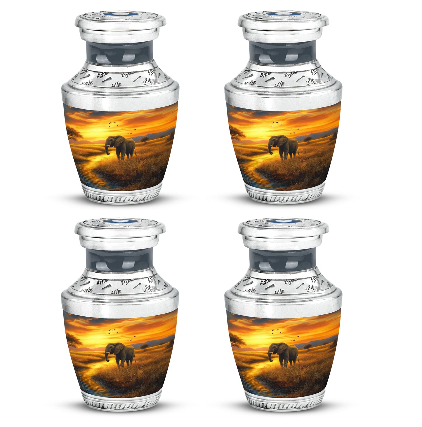 Champagne Gold Elephant Cremation Urn back view with polished surface - contemporary elephant design with modern artistic flair - 10 inch aluminum urn for cremated remains