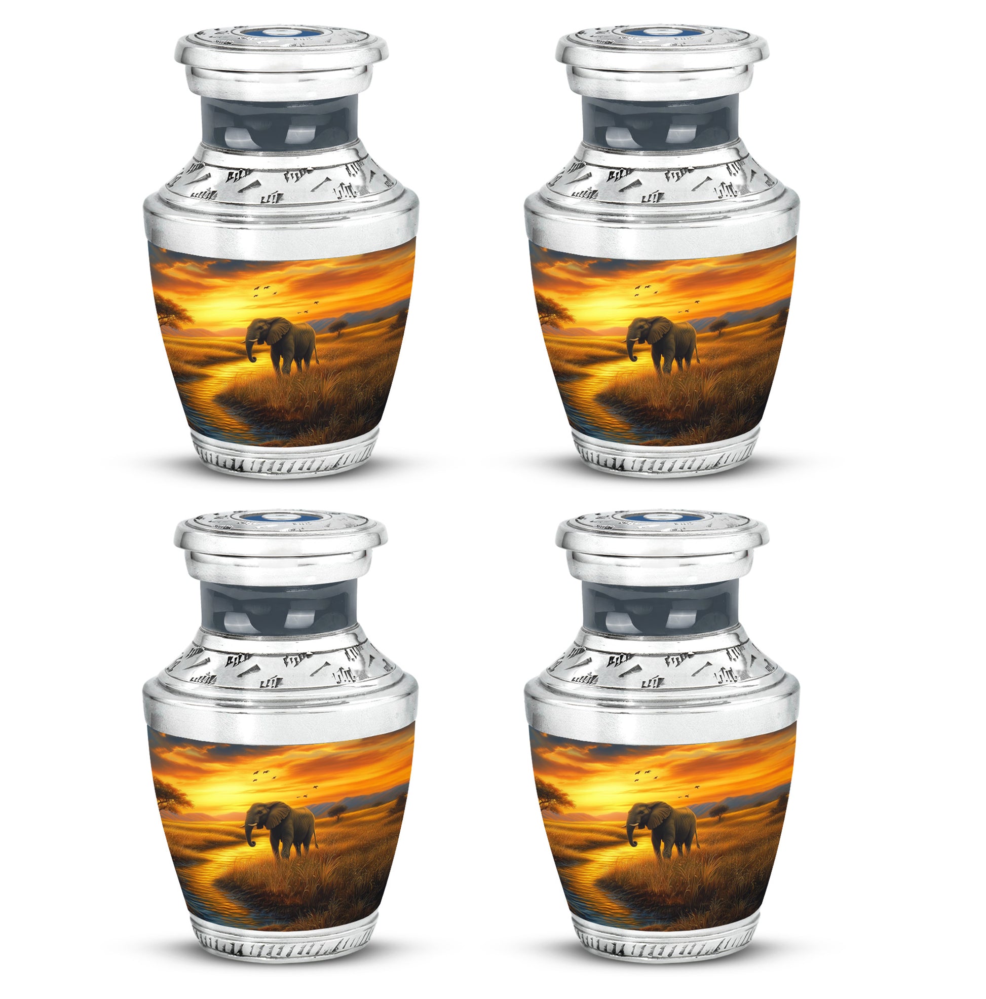 Champagne Gold Elephant Cremation Urn back view with polished surface - contemporary elephant design with modern artistic flair - 10 inch aluminum urn for cremated remains