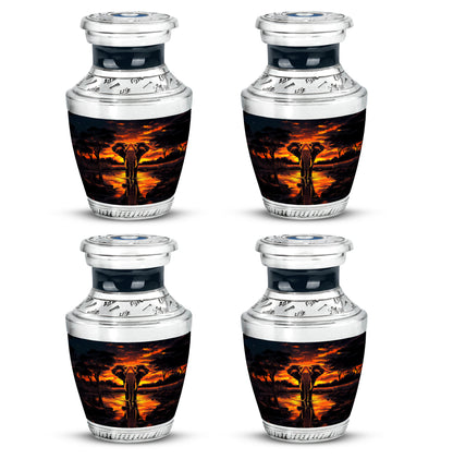 Deep Black Elephant Cremation Urn back view with polished surface - contemporary elephant design with modern artistic flair - 10 inch aluminum urn for cremated remains