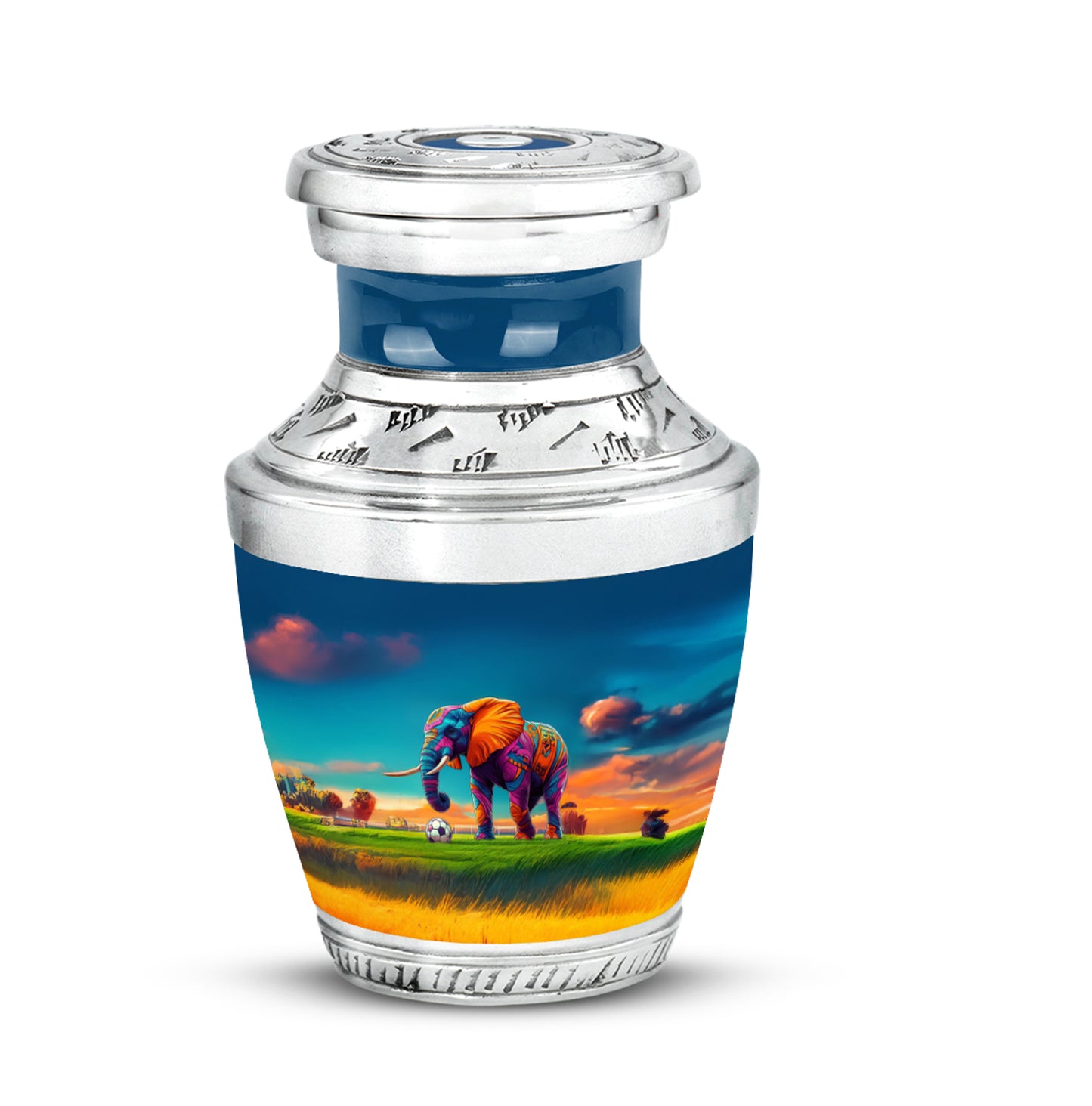 Personalized Elephant Cremation Urns - Soothing Blue 10-inch, 200 cu in - Yatskia