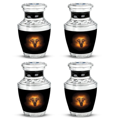 Obsidian Black Elephant Cremation Urn back view with polished surface - artistic elephant interpretation with creative detail - 10 inch aluminum urn for cremated remains