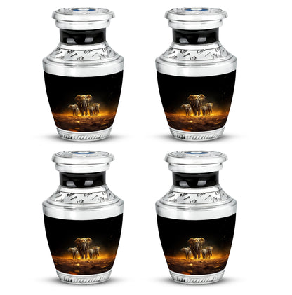 Glossy Black Elephant Cremation Urn back view with polished surface - contemporary elephant design with modern artistic flair - 10 inch aluminum urn for cremated remains
