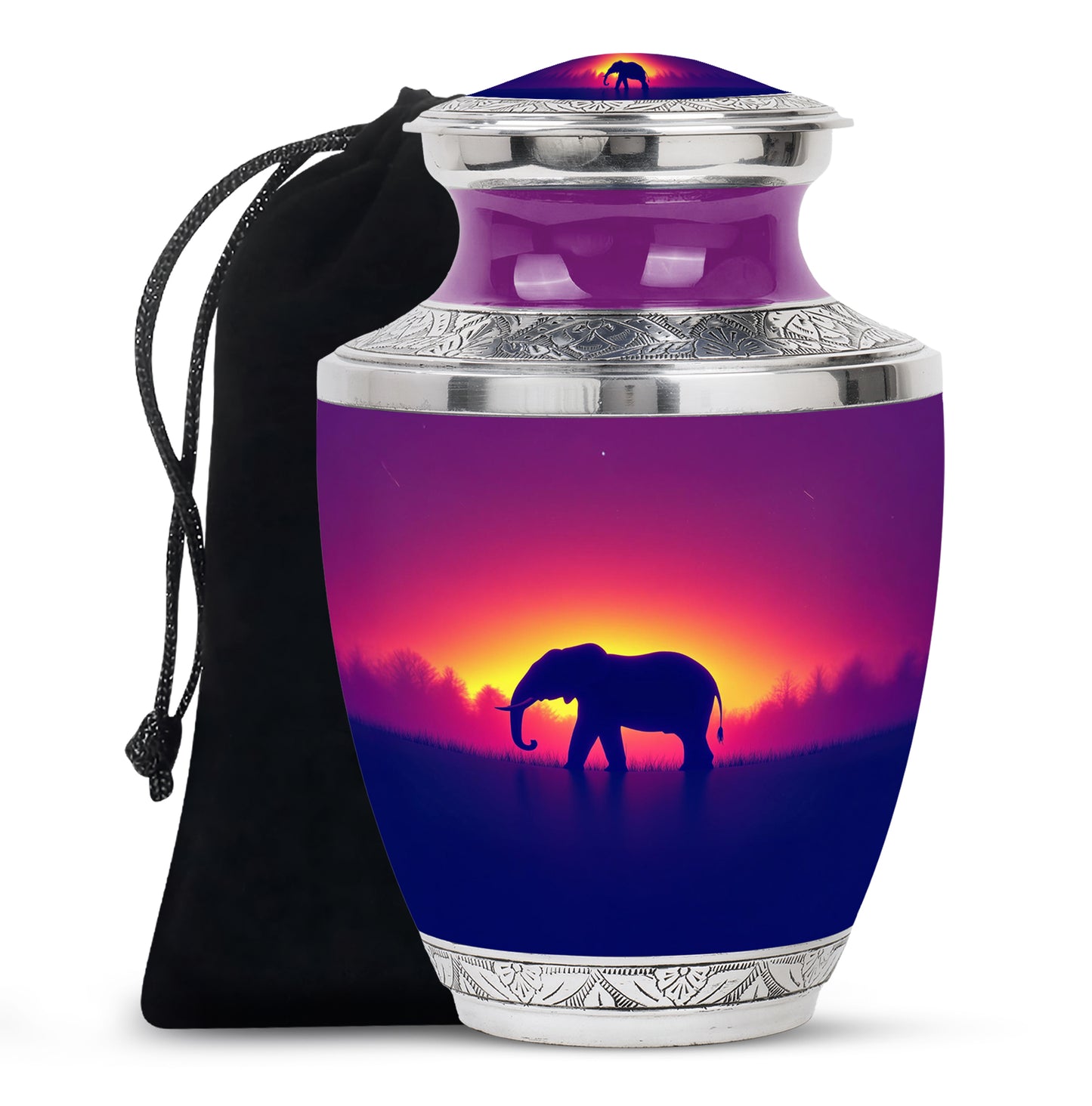 Soft Pink Elephant Cremation Urn side profile showing urn shape - artistic elephant interpretation with creative detail - full-size 10 inch 200 cubic inch adult cremation urn