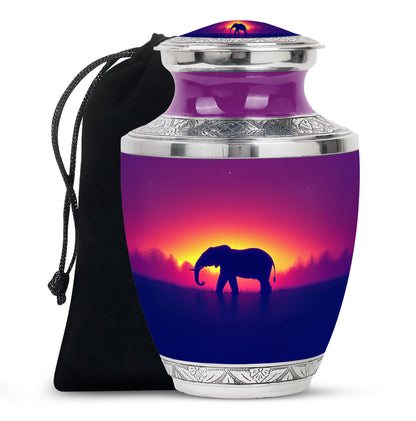 Soft Pink Elephant Cremation Urn side profile showing urn shape - artistic elephant interpretation with creative detail - full-size 10 inch 200 cubic inch adult cremation urn