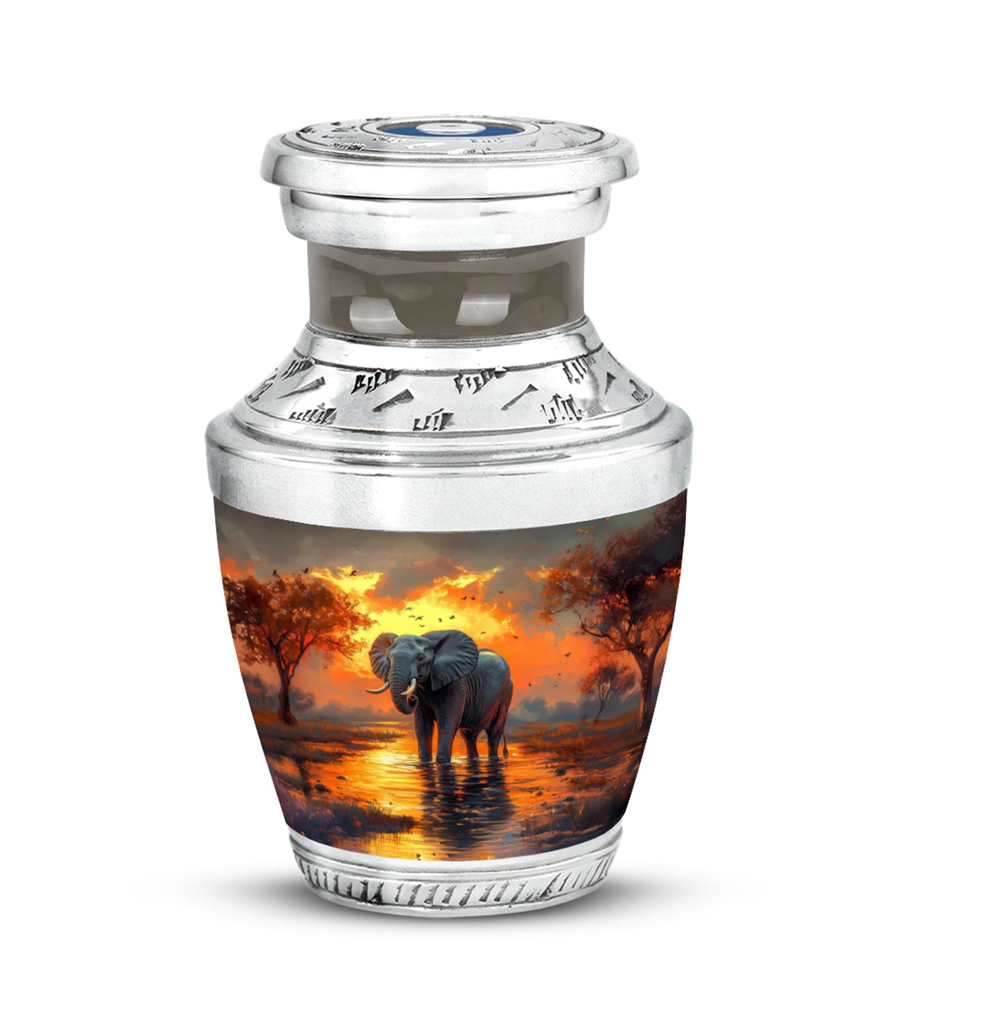 Gold Comforting Elephant Memorial Urn for Ashes - 10-inch, 200 cu in - Yatskia