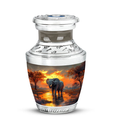 Gold Comforting Elephant Memorial Urn for Ashes - 10-inch, 200 cu in - Yatskia