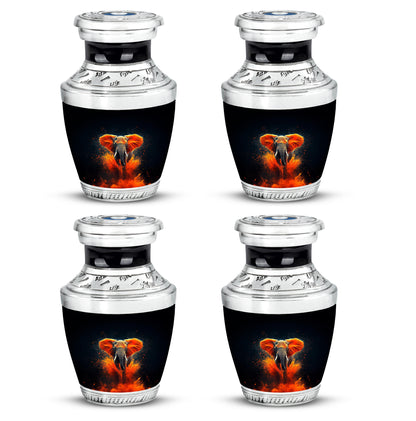 Charcoal Black Elephant Cremation Urn back view with polished surface - artistic elephant interpretation with creative detail - 10 inch aluminum urn for cremated remains