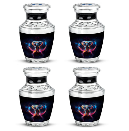Glossy Black Elephant Cremation Urn back view with polished surface - contemporary elephant design with modern artistic flair - 10 inch aluminum urn for cremated remains
