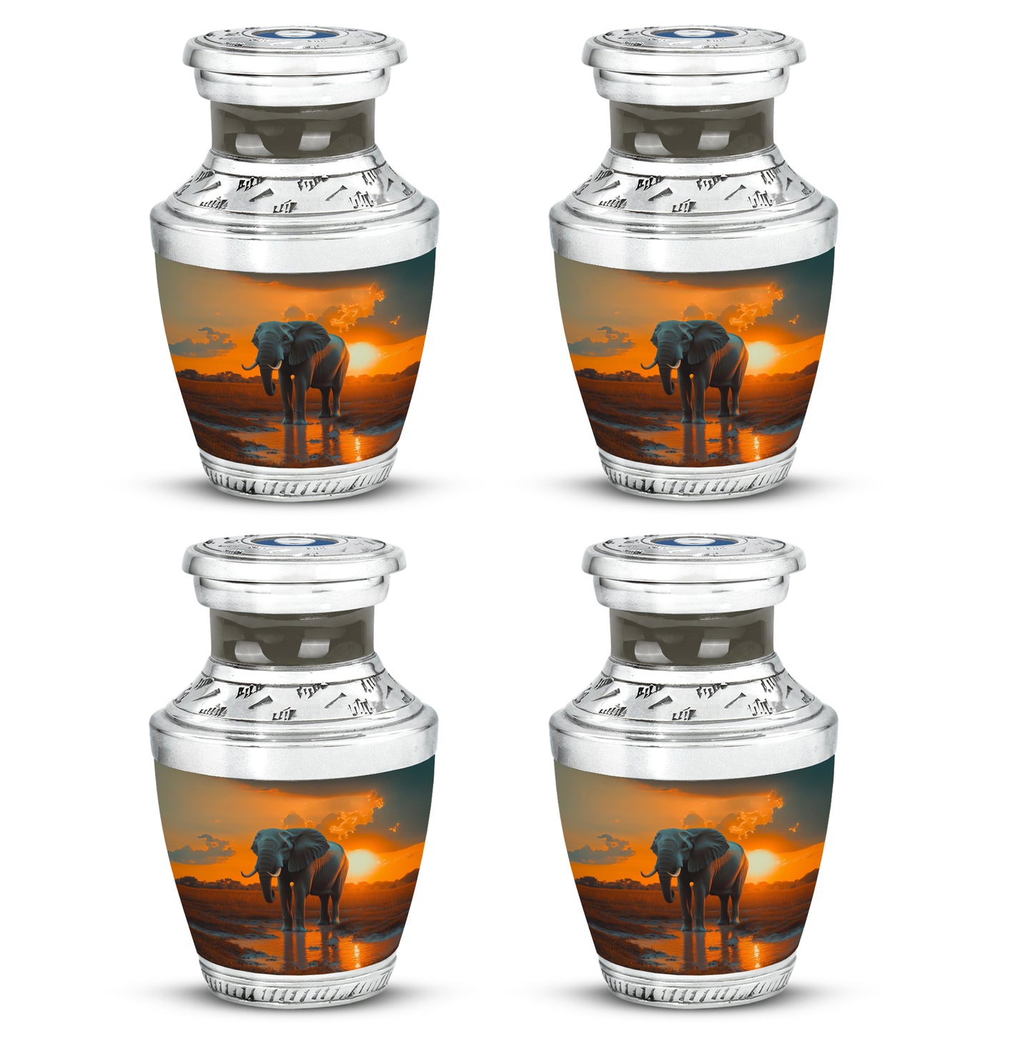 Gilded Gold Elephant Cremation Urn back view with polished surface - contemporary elephant design with modern artistic flair - 10 inch aluminum urn for cremated remains