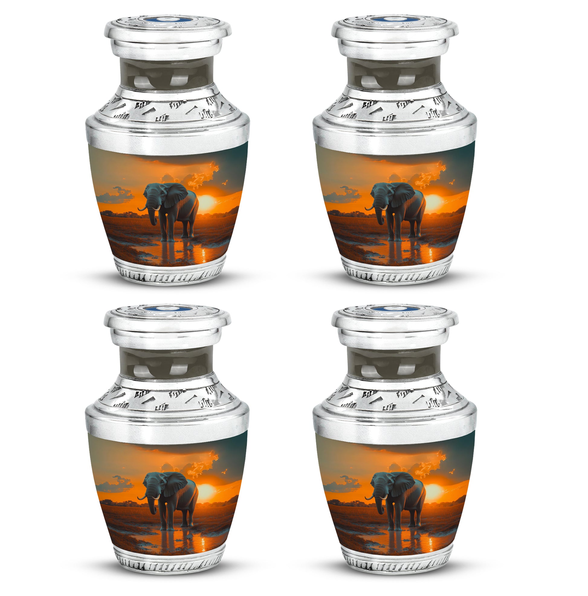 Gilded Gold Elephant Cremation Urn back view with polished surface - contemporary elephant design with modern artistic flair - 10 inch aluminum urn for cremated remains