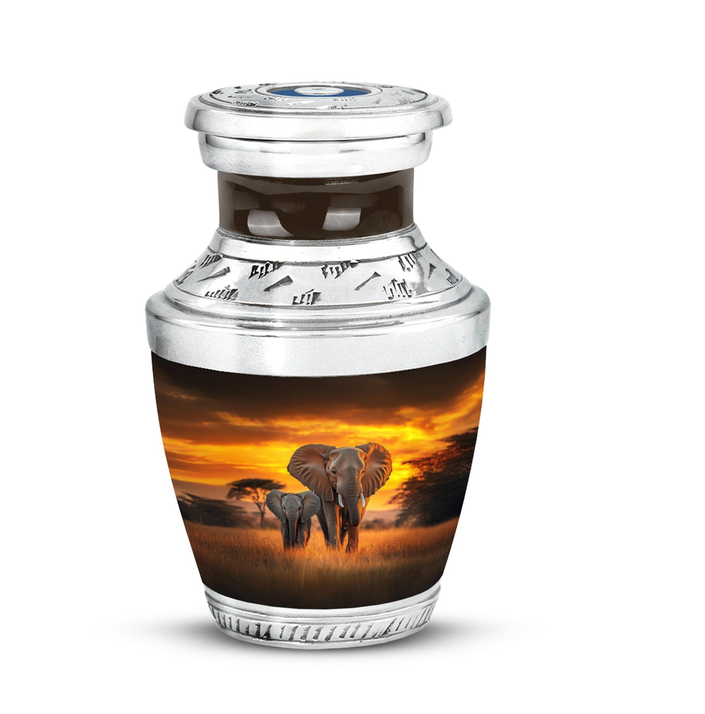 Gold Resounding Elephant Memorial Urn for Ashes - 10-inch, 200 cu in - Yatskia