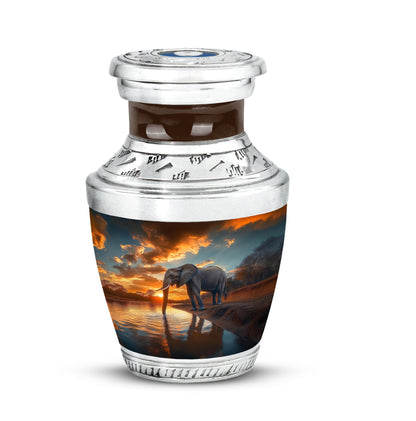 Ethereal Elephant Memorial Cremation Urns - Teal 10-inch, 200 cu in - Yatskia