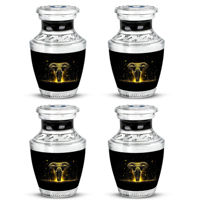 Midnight Black Elephant Cremation Urn back view with polished surface - artistic elephant interpretation with creative detail - 10 inch aluminum urn for cremated remains