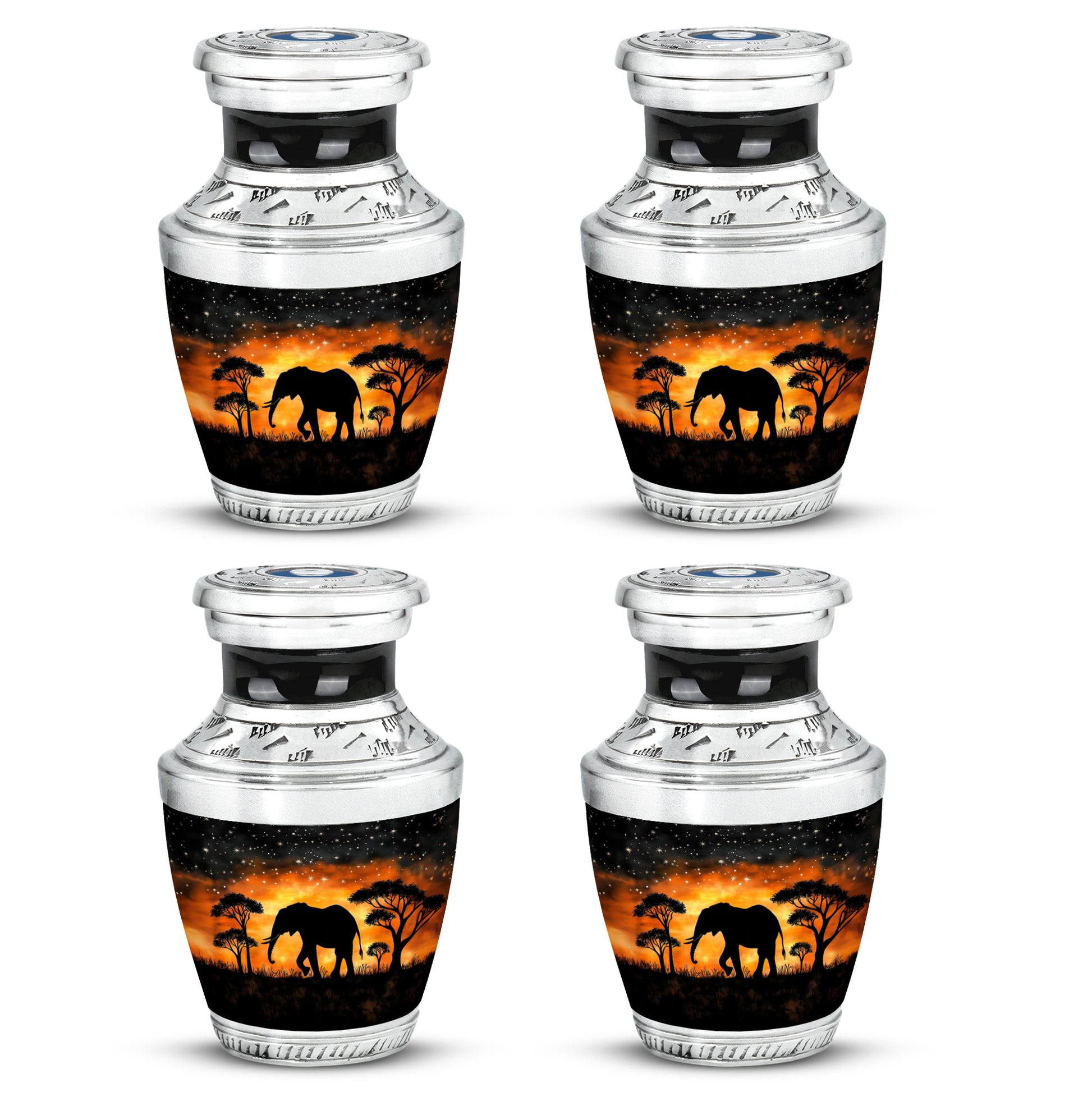 Deep Black Elephant Cremation Urn back view with polished surface - contemporary elephant design with modern artistic flair - 10 inch aluminum urn for cremated remains