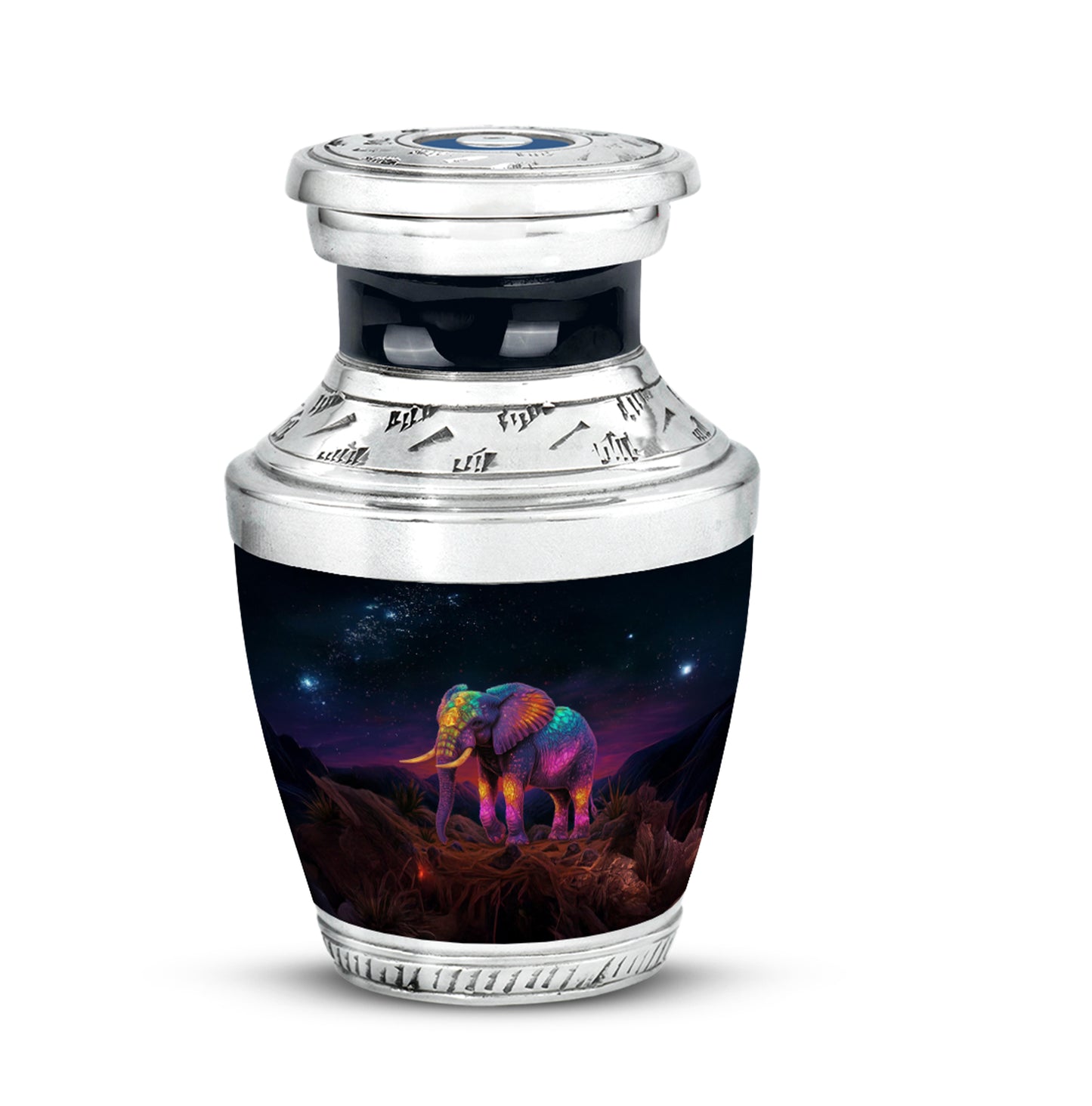 Personalized Elephant Cremation Urns - Wondrous Black 10-inch, 200 cu in - Yatskia