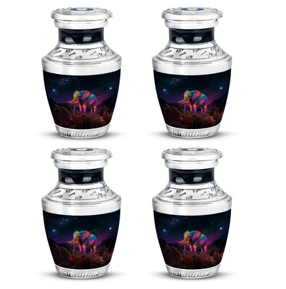 Glossy Black Elephant Cremation Urn back view with polished surface - contemporary elephant design with modern artistic flair - 10 inch aluminum urn for cremated remains