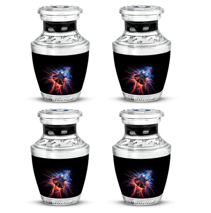 Glossy Black Guitar Cremation Urn back view with polished surface - modern art-inspired guitar motif on sleek aluminum - 10 inch aluminum urn for cremated remains