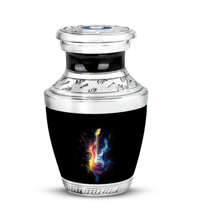 Luminous Black Guitar Reflection Urn for Human Ashes - 10-inch, 200 cu in - Yatskia