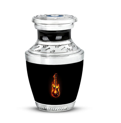 Luminous Black Guitar Benediction Urn for Human Ashes - 10-inch, 200 cu in - Yatskia