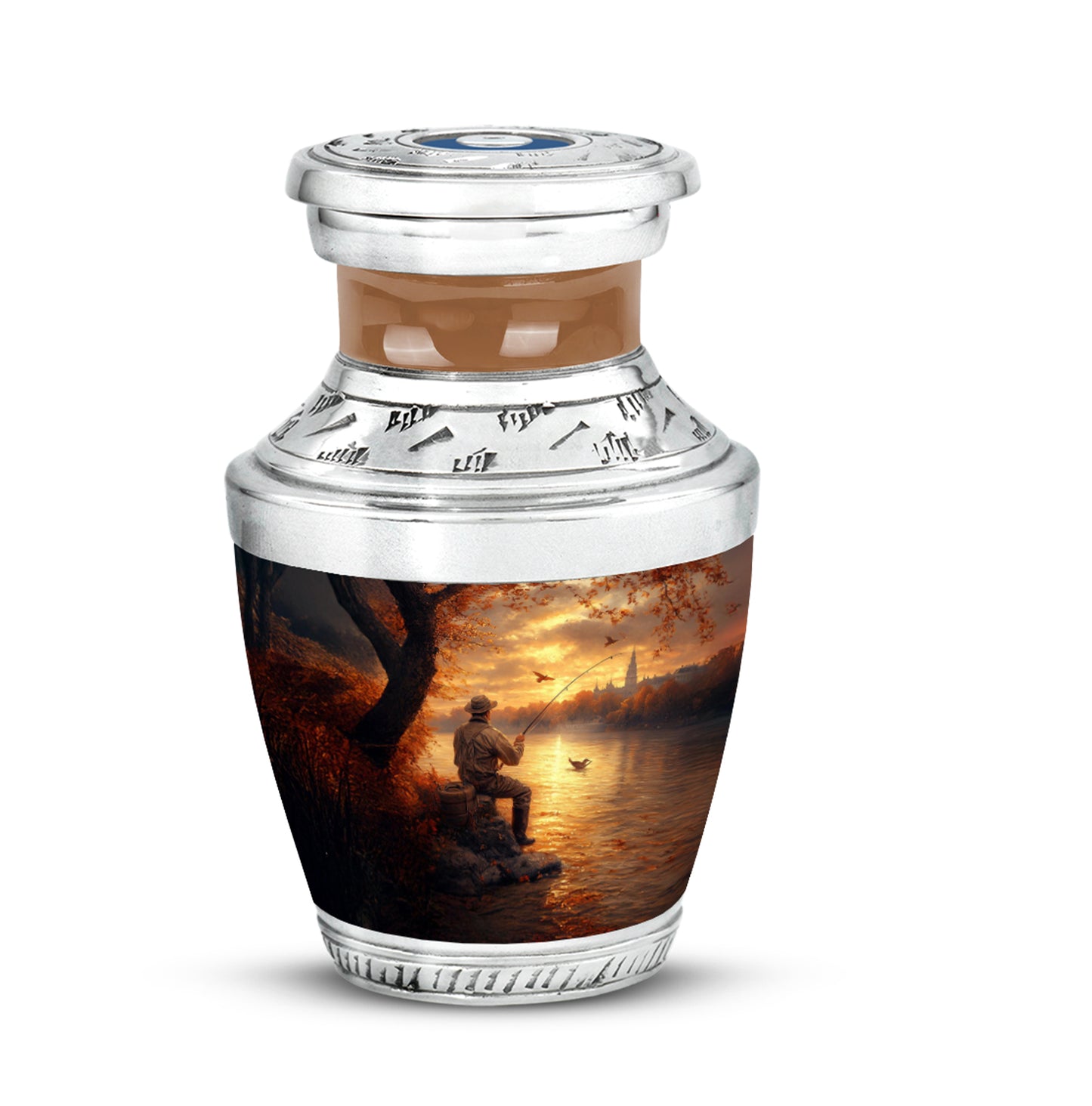 Gold Resounding Fishing Memorial Urn for Ashes - 10-inch, 200 cu in - Yatskia