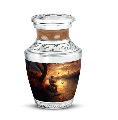 Gold Resounding Fishing Memorial Urn for Ashes - 10-inch, 200 cu in - Yatskia