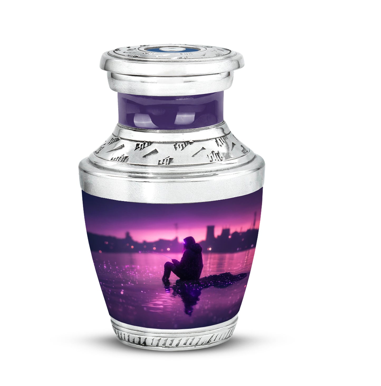 Purple Fishing Testament Cremation Urns for Human Ashes - 10-inch, 200 cu in - Yatskia