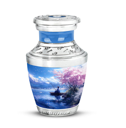 Blue Venerable Fishing Cremation Urns for Human Ashes - 10-inch, 200 cu in - Yatskia