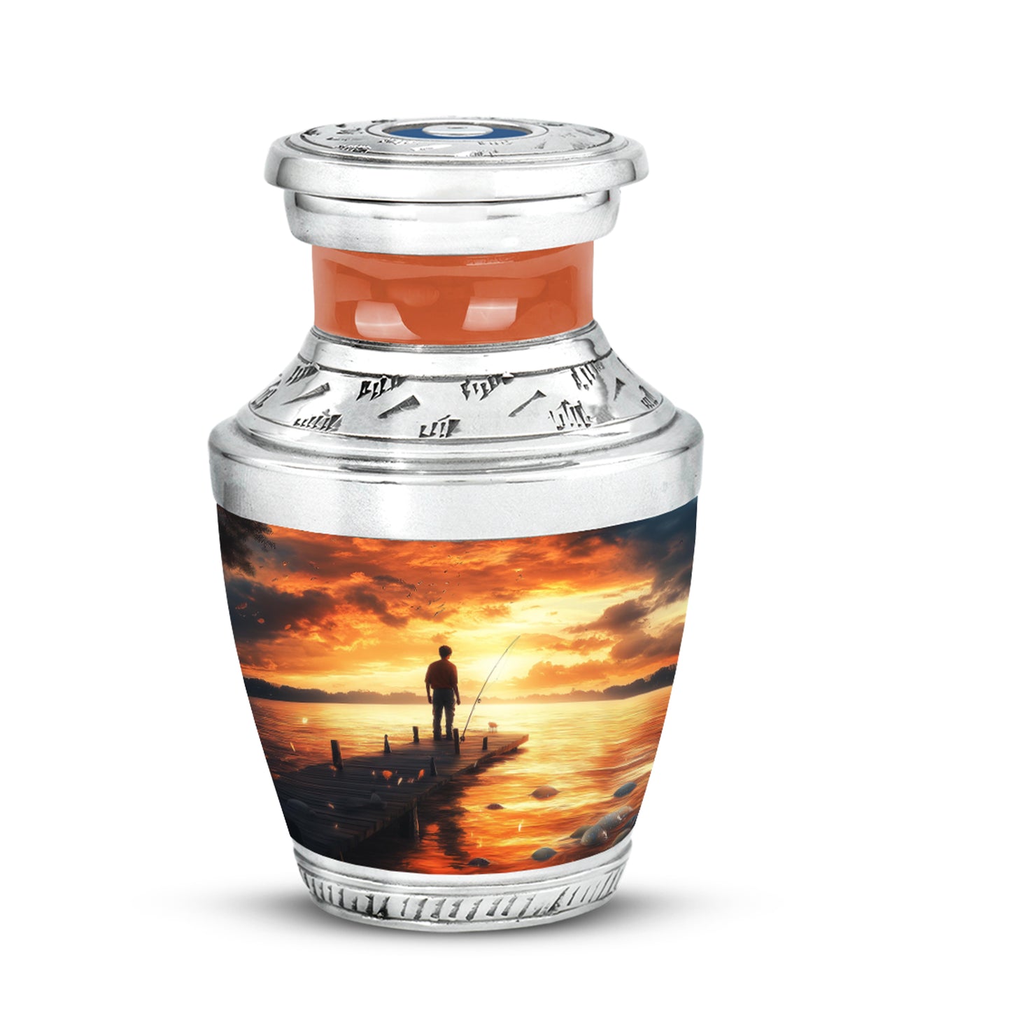 Gold Fishing Remembrance Cremation Urns for Human Ashes - 10-inch, 200 cu in - Yatskia