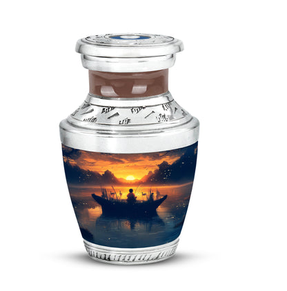 Gold Fishing Honor Cremation Urns for Human Ashes - 10-inch, 200 cu in - Yatskia