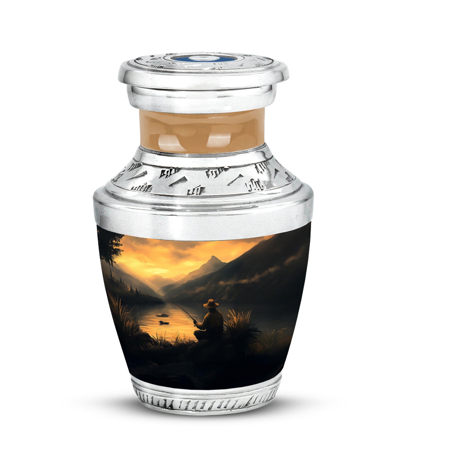 Gold Fishing Remembrance Cremation Urns for Human Ashes - 10-inch, 200 cu in - Yatskia