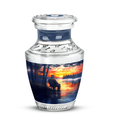 Blue Fishing Haven Cremation Urns for Human Ashes - 10-inch, 200 cu in - Yatskia