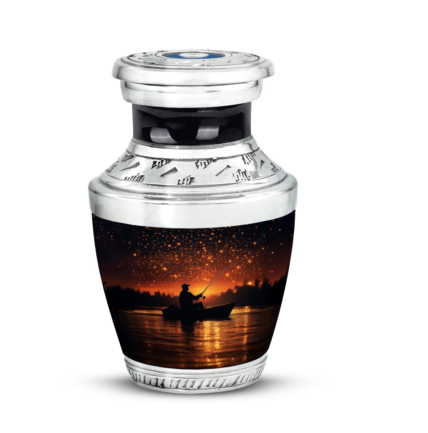 Personalized Fishing Cremation Urns - Soothing Black 10-inch, 200 cu in - Yatskia