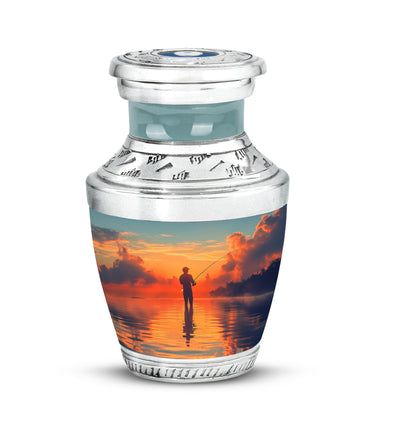 Resplendent Teal Fishing Cremation Urn for Ashes - 10-inch, 200 cu in - Yatskia