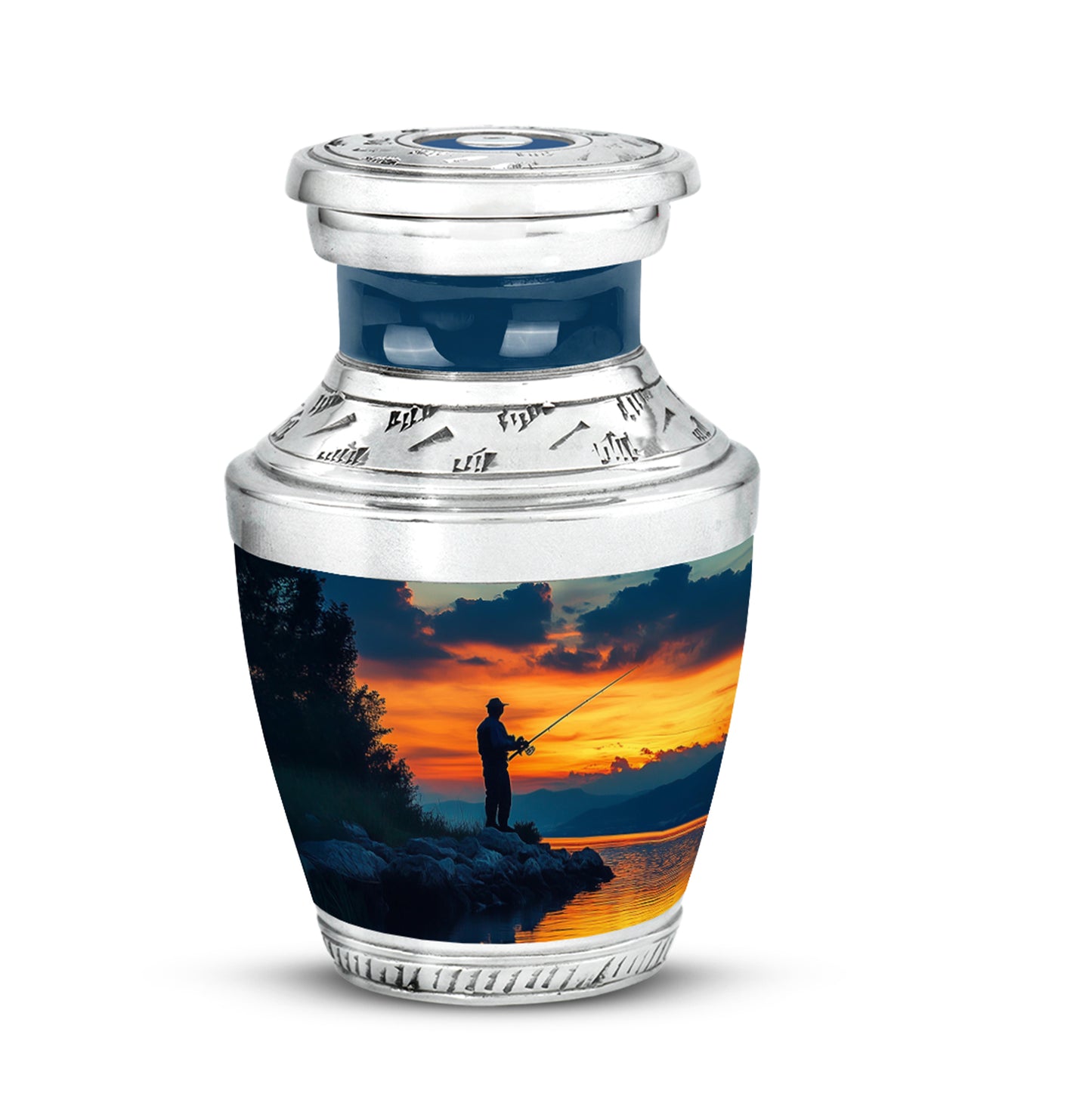 Personalized Fishing Cremation Urns - Eminent Blue 10-inch, 200 cu in - Yatskia