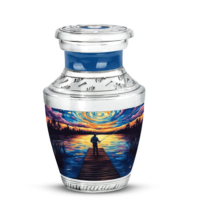Remarkable Fishing Memorial Cremation Urns - Blue 10-inch, 200 cu in - Yatskia