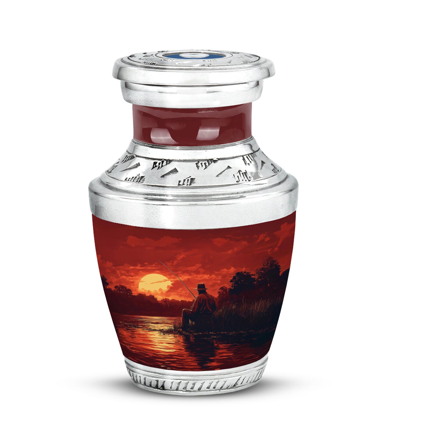 Personalized Red Revered Fishing Cremation Urns for Human Ashes - 10-inch, 200 cu in - Yatskia
