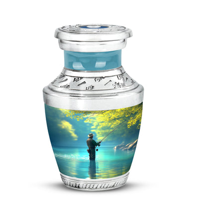 Teal Resounding Fishing Memorial Urn for Ashes - 10-inch, 200 cu in - Yatskia