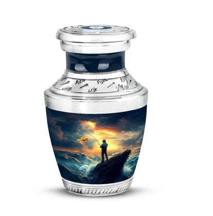 Personalized Blue Fishing Cremation Urns for Ashes - Enchanting 10-inch - Yatskia