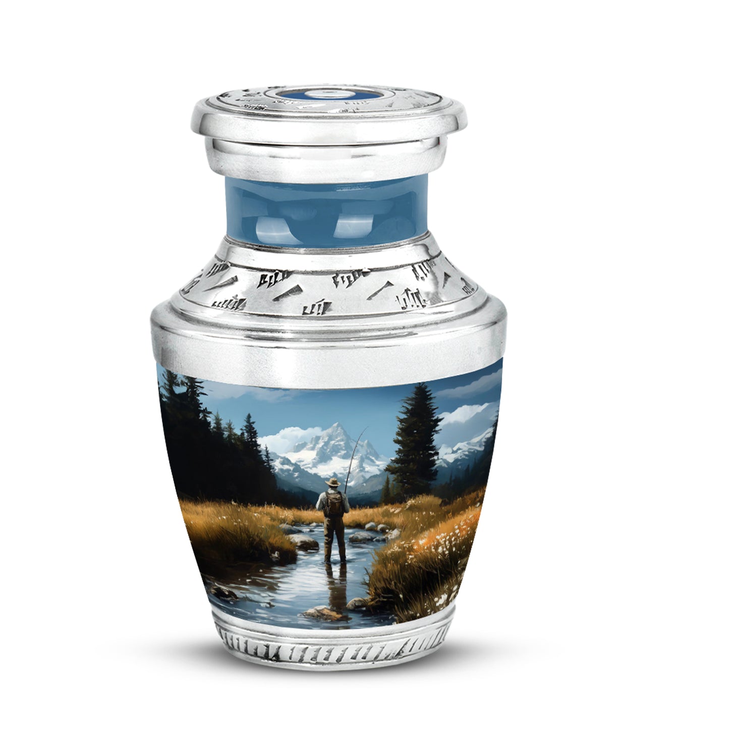 Blue Fishing Cremation Urns - Imperial Devotion 10-inch, 200 cu in - Yatskia