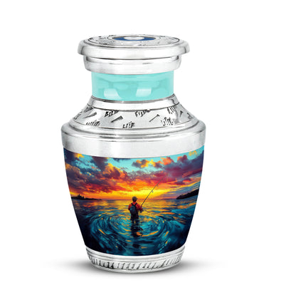 Personalized Fishing Cremation Urns - Pristine Teal 10-inch, 200 cu in - Yatskia