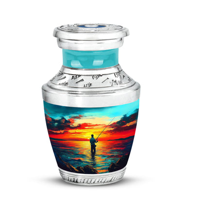 Divine Teal Fishing Cremation Urn for Ashes - 10-inch, 200 cu in - Yatskia