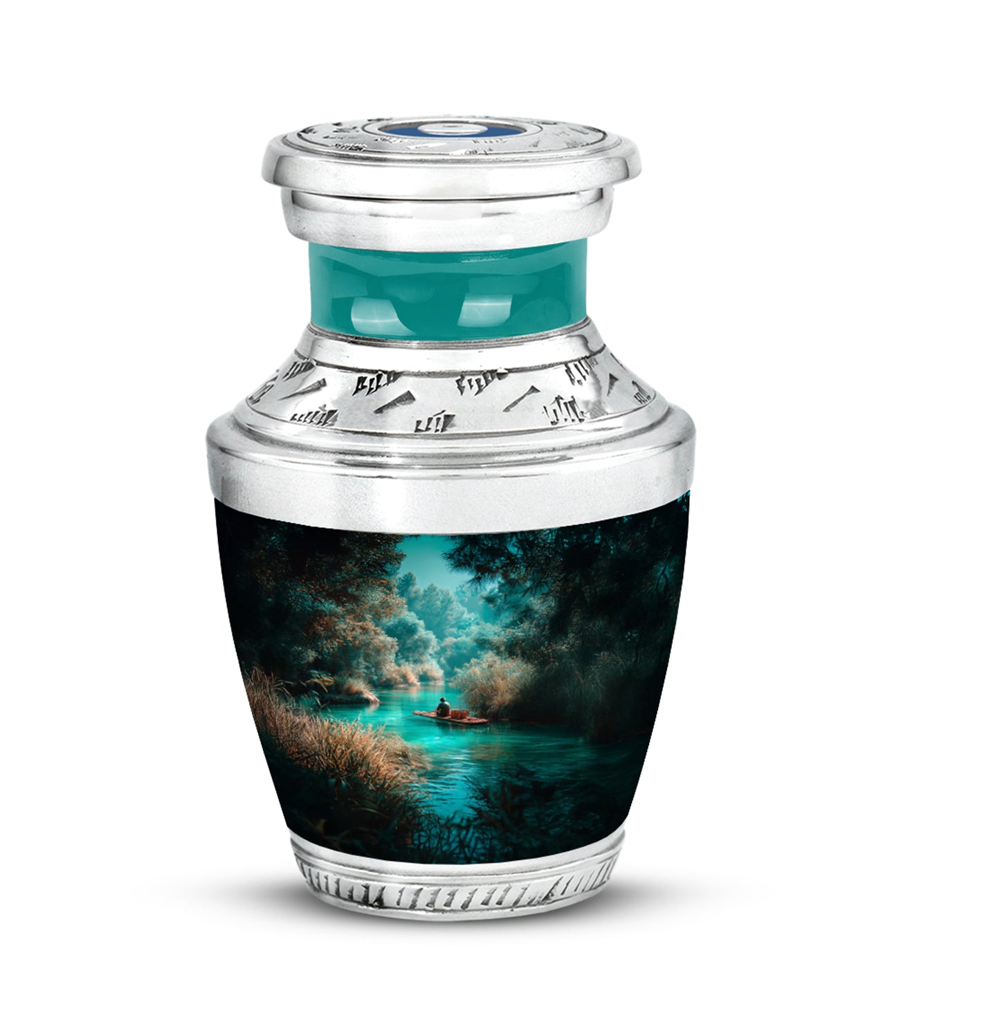 Teal Beloved Fishing Cremation Urns for Human Ashes - 10-inch, 200 cu in - Yatskia