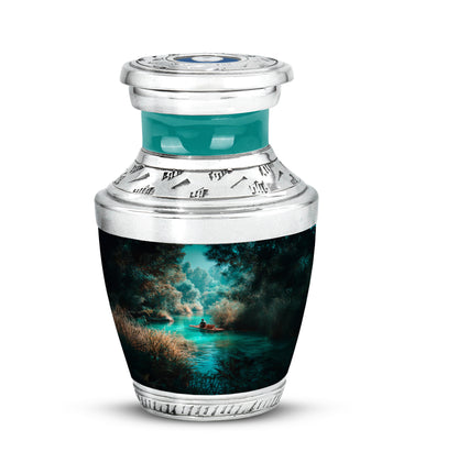 Teal Beloved Fishing Cremation Urns for Human Ashes - 10-inch, 200 cu in - Yatskia
