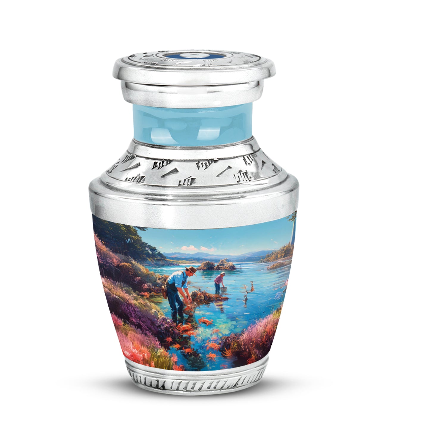 Blessed Fishing Cremation Urns for Human Ashes - Teal 10-inch - Yatskia