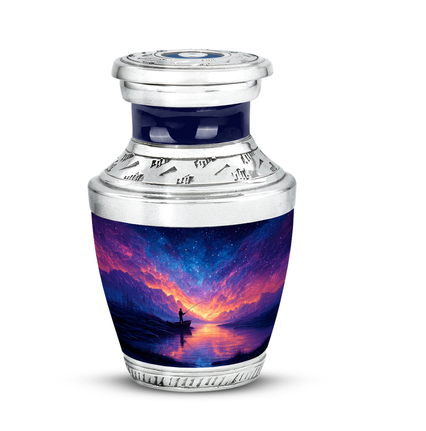 Inspiring Blue Fishing Dedication Urn for Human Ashes - 10-inch, 200 cu in - Yatskia