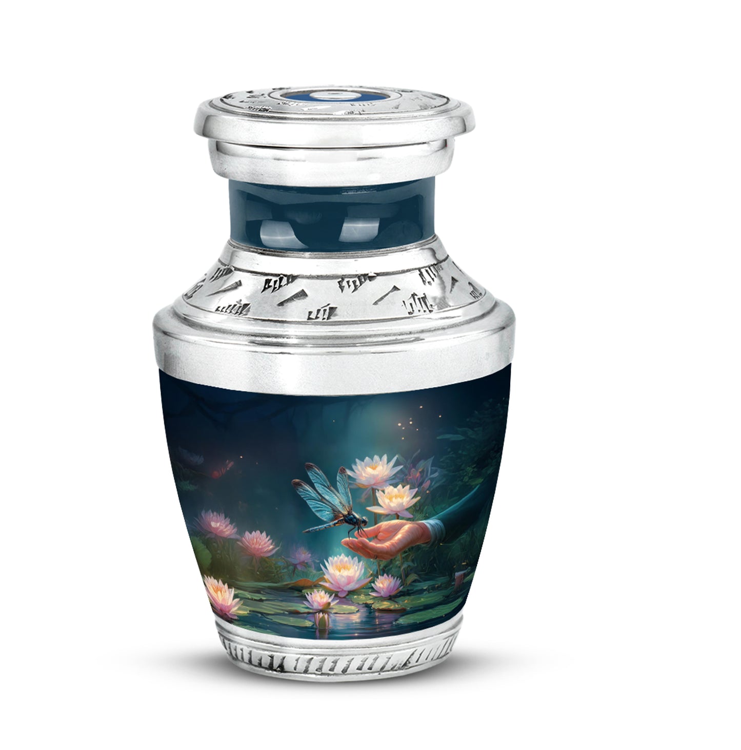 Personalized Refined Dragonfly Cremation Urns - Blue 10-inch, 200 cu in - Yatskia