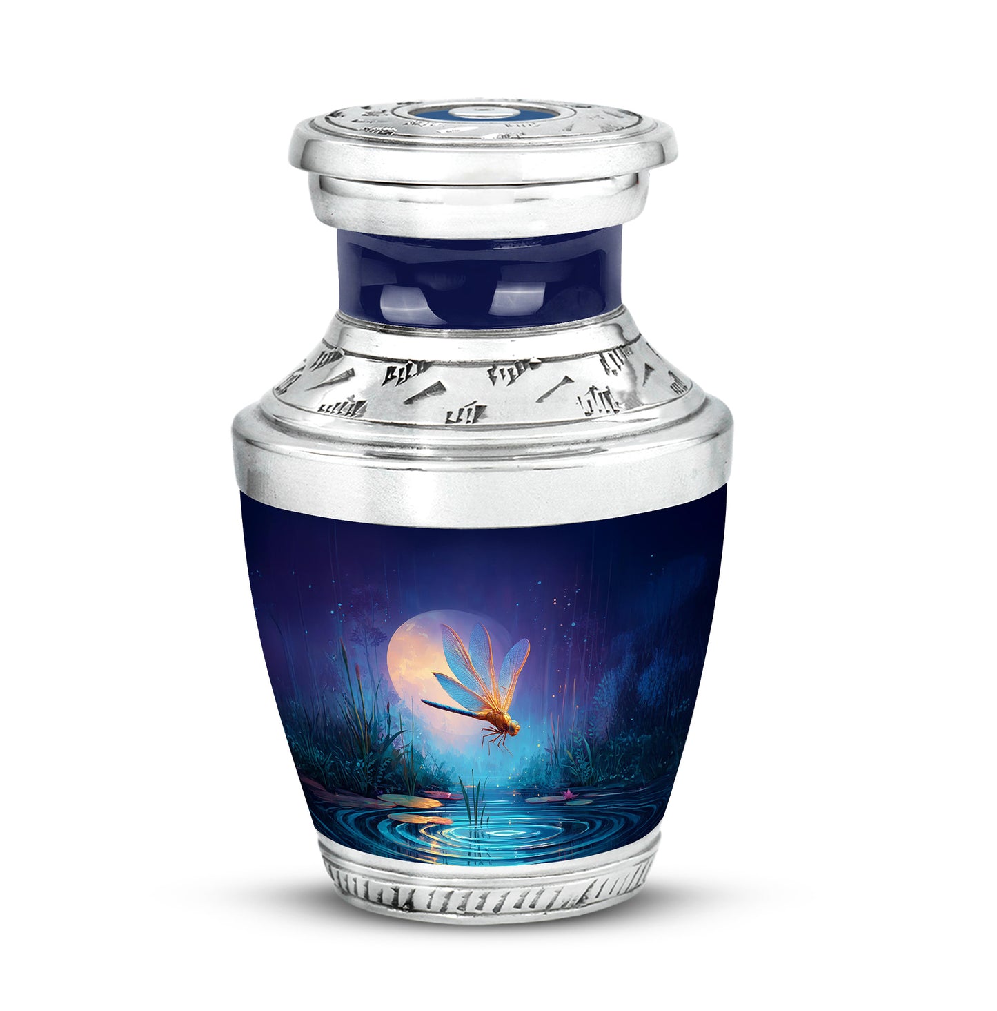 Personalized Dragonfly Cremation Urns - Eminent Blue 10-inch, 200 cu in - Yatskia