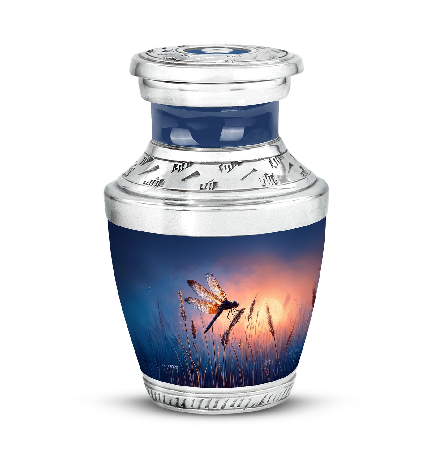 Blue Dragonfly Reflection Cremation Urns for Human Ashes - 10-inch, 200 cu in - Yatskia
