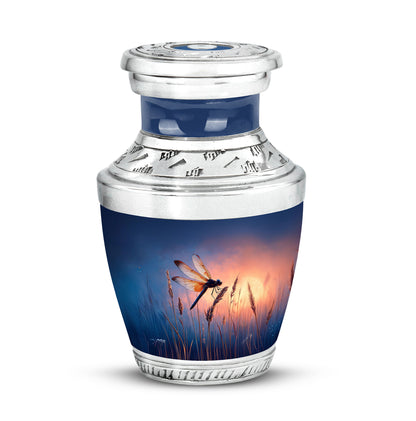 Blue Dragonfly Reflection Cremation Urns for Human Ashes - 10-inch, 200 cu in - Yatskia