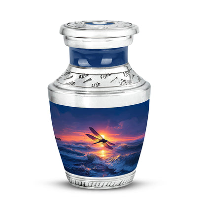 Personalized Dragonfly Cremation Urns - Pristine Blue 10-inch, 200 cu in - Yatskia